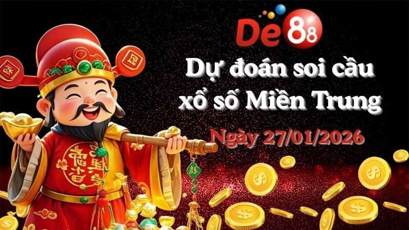 DE88 Dự Đoán Soi Cầu Xổ Số Miền Trung Ngày 27/01/2026 - Chốt Số Siêu Đúng
